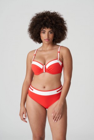 Red / White Prima Donna Swim Istres Bikini Tops | 3026-CORYQ