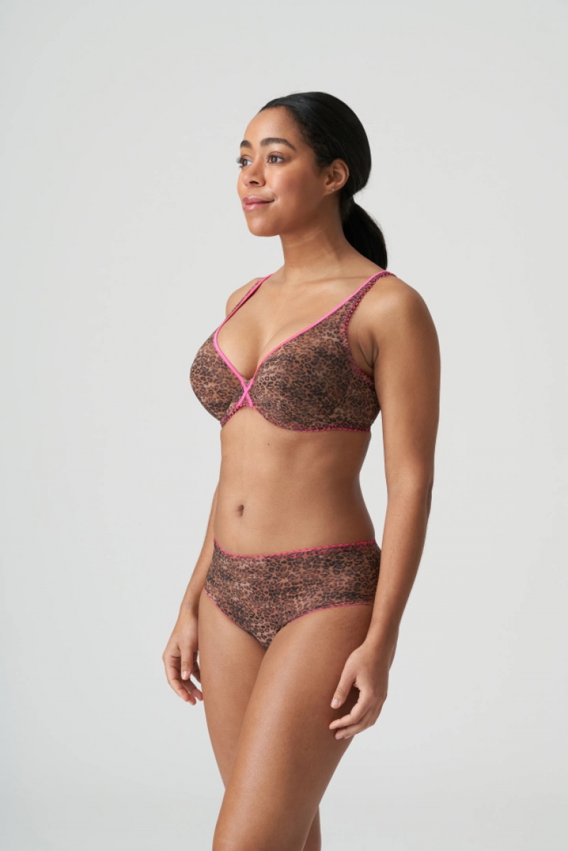 Leopard / Pink Prima Donna Twist Cafe Plume Bras | 5974-AICBG