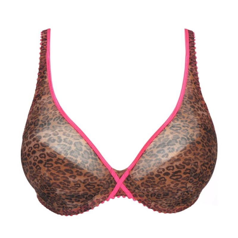 Leopard / Pink Prima Donna Twist Cafe Plume Bras | 5974-AICBG