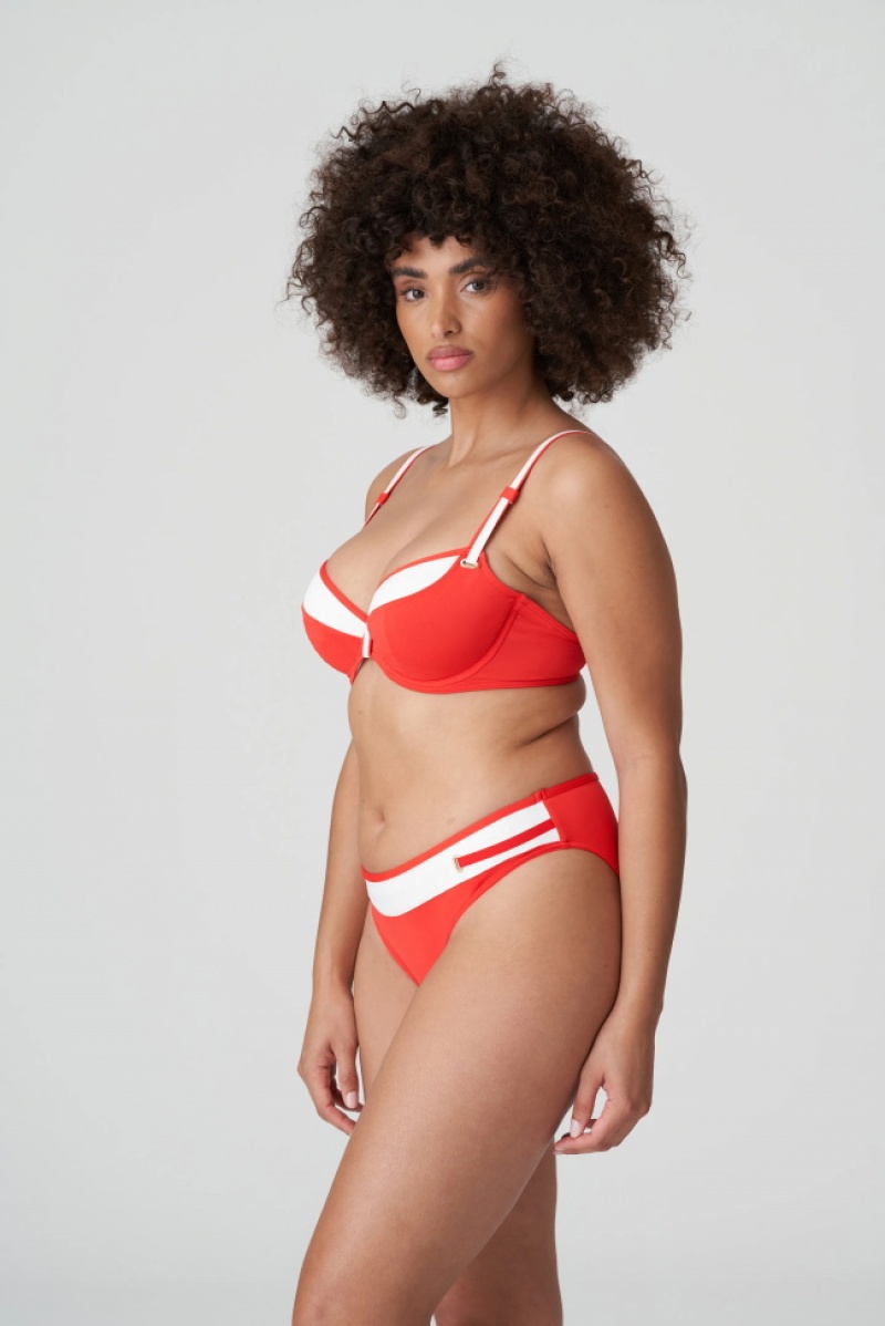 Red / White Prima Donna Swim Istres Bikini Tops | 4609-DMTWB