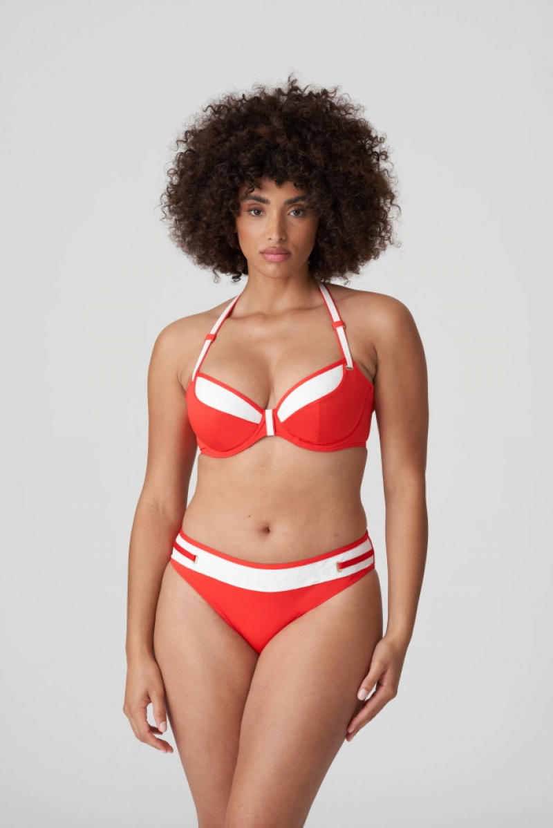 Red / White Prima Donna Swim Istres Bikini Tops | 4609-DMTWB