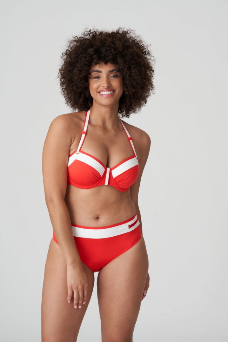 Red / White Prima Donna Swim Istres Bikini Tops | 3026-CORYQ