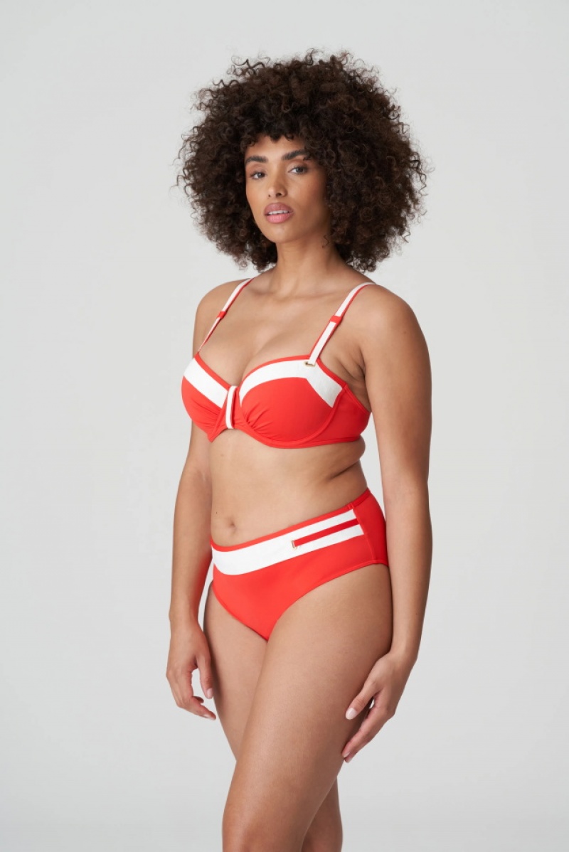 Red / White Prima Donna Swim Istres Bikini Tops | 3026-CORYQ