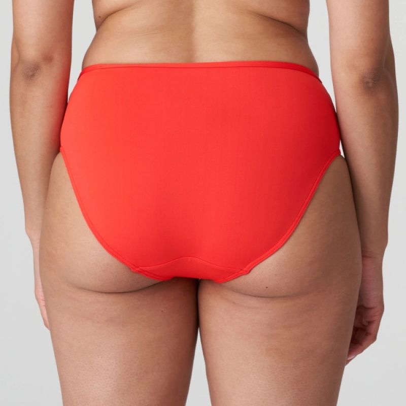 White / Red Prima Donna Swim Istres Bikini Bottoms | 0641-VKRFD